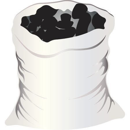 Full bag of coal. Extraction of minerals. Manual labor. Vector illustration.のイラスト素材