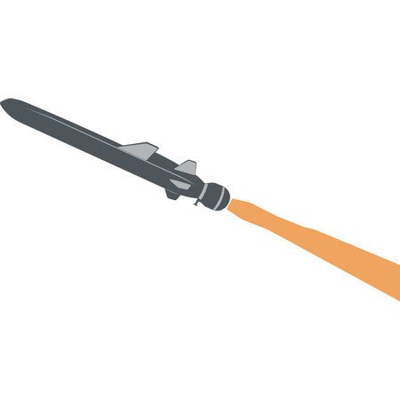 Nuclear weapon. US nuclear weapons. Hypersonic missile. Attention danger to mankind. Vector illustration.のイラスト素材