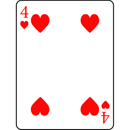 Playing cards. Four of hearts. A deck of poker cards.のイラスト素材