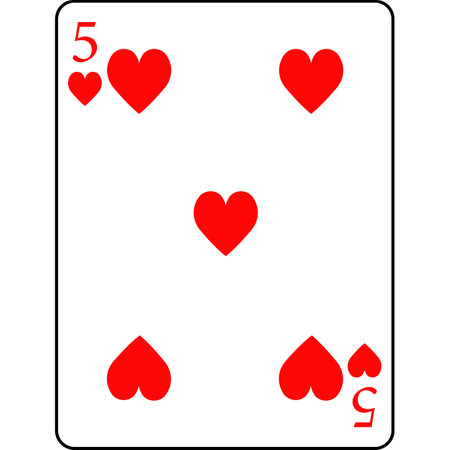 Playing cards. Hearts five. A deck of poker cards.のイラスト素材