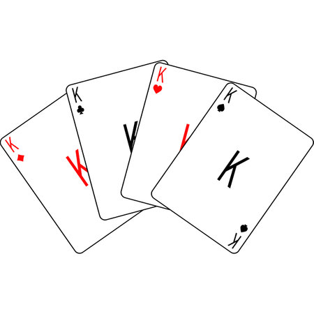 Playing cards. King cards of different suits are fanned out: diamonds, spades, hearts, clubs. Vector illustration of poker cards.のイラスト素材