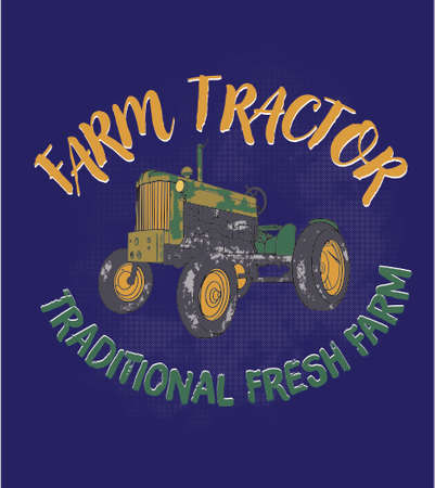 Old Tractor Design, Vector T Shirt, Farmer, Farmのイラスト素材