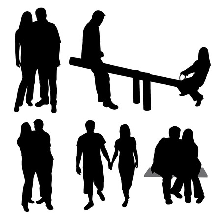 Set of couples silhouettes.のイラスト素材