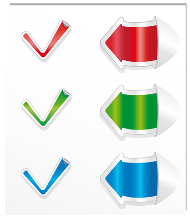 Positive checkmark stickers and arrows.のイラスト素材