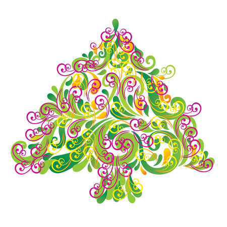 Christmas tree . Greeting card.のイラスト素材