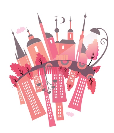 Ancient and modern city. のイラスト素材