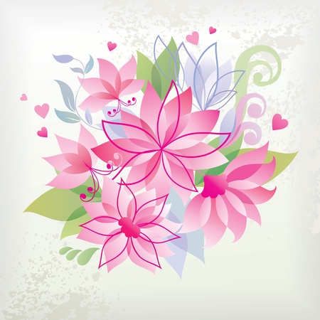 Pink flower with heart. のイラスト素材