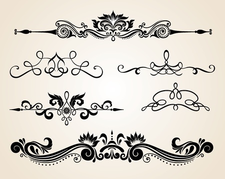 Vintage scrolls . Design elements and page decoration. Set. のイラスト素材