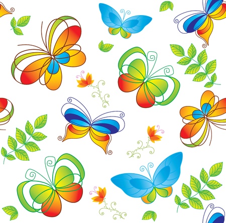 Colorful background with butterfly. Seamless. のイラスト素材