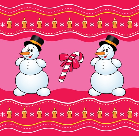 Christmas background with snowman and candy. のイラスト素材