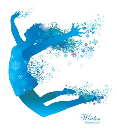 Winter Girl with Snowflakes. のイラスト素材