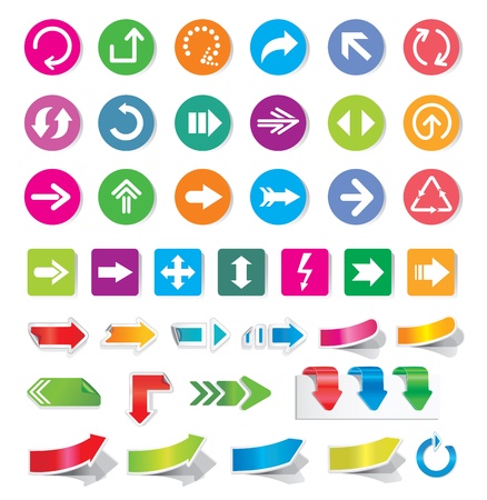 Arrow sign icon set and labels. のイラスト素材