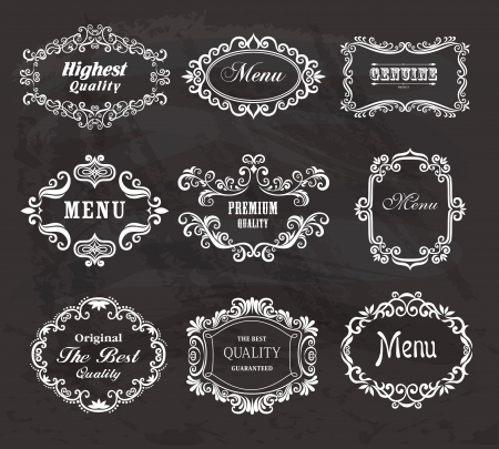 Set of vintage frames on the chalkboard のイラスト素材