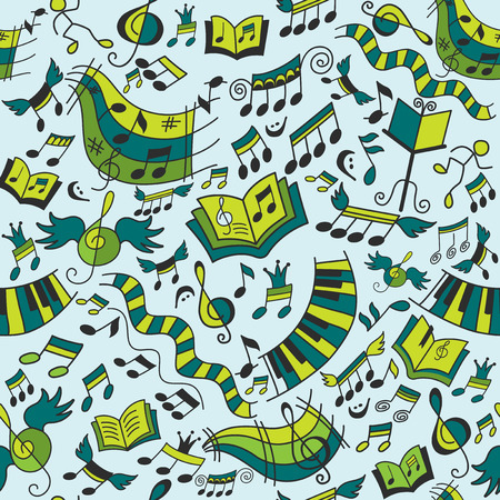 Musical seamless pattern with doodles design elements.のイラスト素材