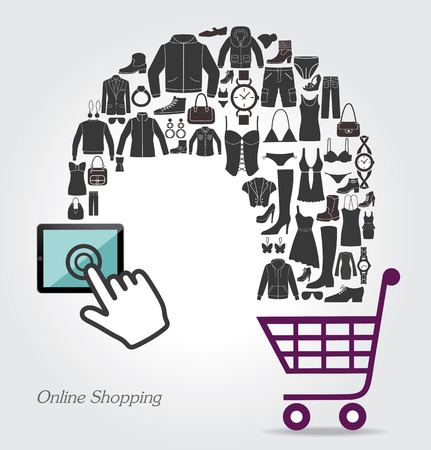 Online shopping. Conceptual backgroundのイラスト素材