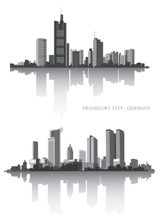 Frankfurt on the river. Urban panorama. Vector set.のイラスト素材