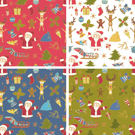Set of Seamless Colorful Christmas Patterns.のイラスト素材