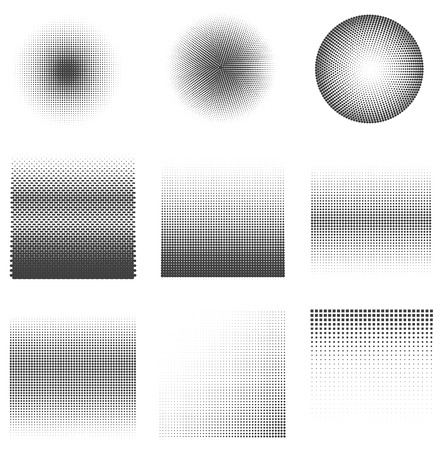 Set of halftone dots Patterns. Black dots on white Background.のイラスト素材
