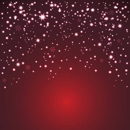Glitter particles background effect for greeting card. Celebration Banner for Christmas and New Year . Winter red backdrop with snowfall.のイラスト素材