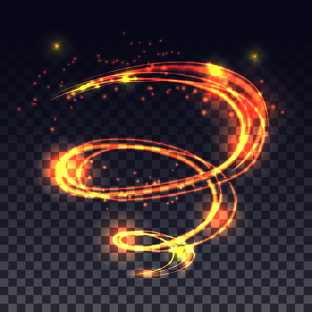Magic glowing light swirl trail effect on transparent background.のイラスト素材