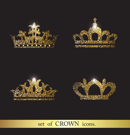 Set of gold crown icons.のイラスト素材