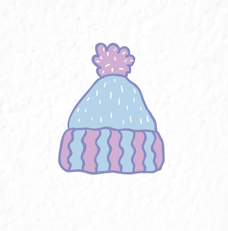 Knitted hat with pompon. Minimalist scandinavian style. Winter season.のイラスト素材