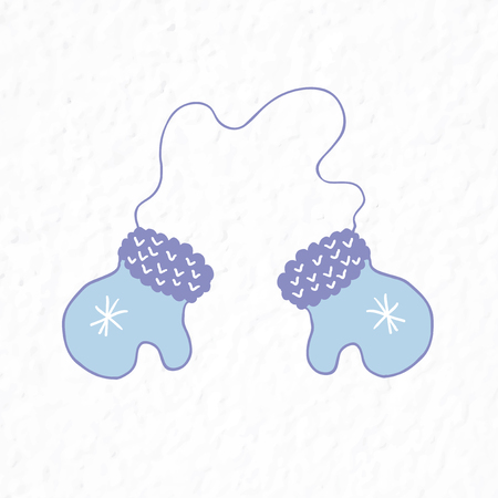 Mittens with snowflakes. Minimalist scandinavian style. Graphic for kids card, print for t-shirt and more.のイラスト素材