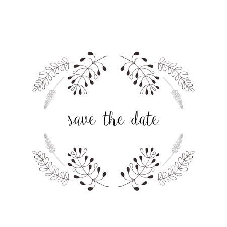 Floral frame with plant. Flower decoration for greeting card.のイラスト素材