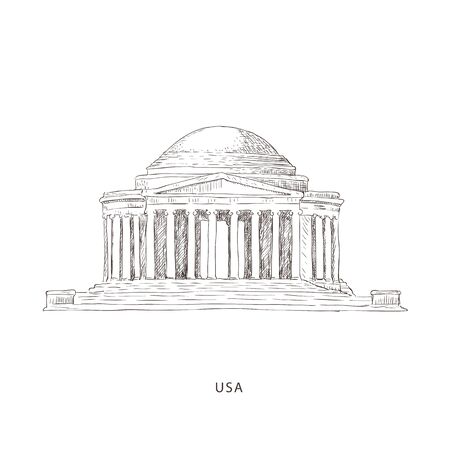 Around the World. Travel illustration with attraction of USAのイラスト素材