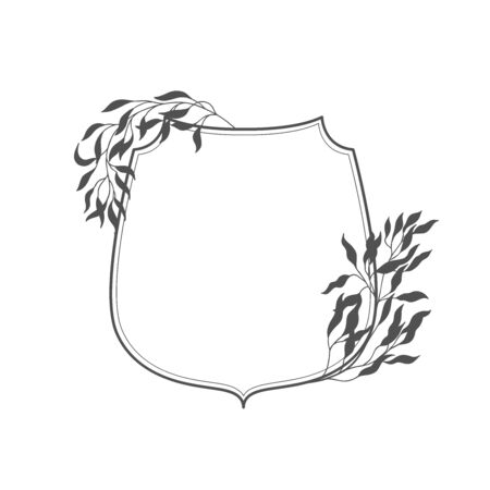 Floral botanical frame and monogram. Vintage border.Vector crests.のイラスト素材