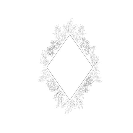 Floral botanical frame and monogram. Vintage border.のイラスト素材
