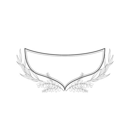 Floral botanical frame and monogram. Vintage border.Vector crests.のイラスト素材