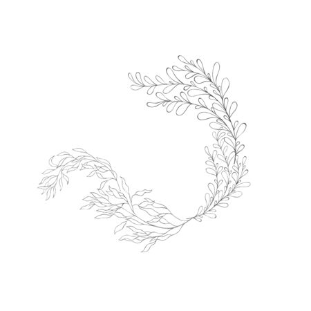 Floral botanical frame and monogram. Vintage border.のイラスト素材