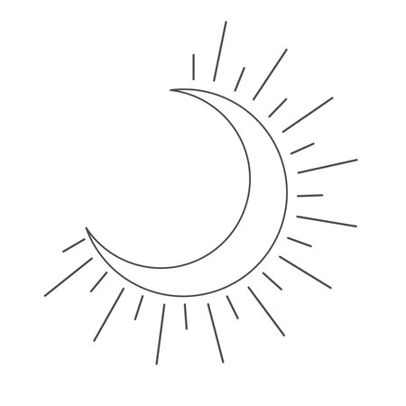 Line art Moon on the White Background. Vector Illustration.のイラスト素材