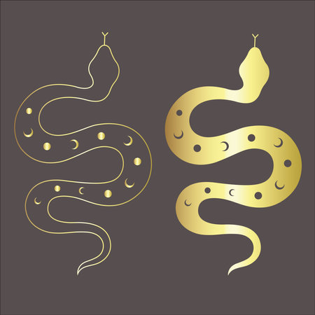 Line Art Design with Snake on the dark Background. Vector Illustration.のイラスト素材