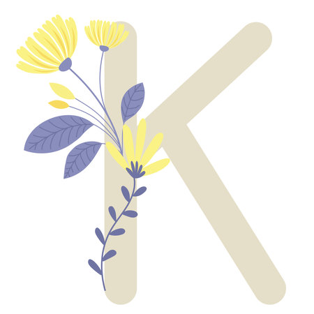Vector Illustration of Floral Letter K.のイラスト素材
