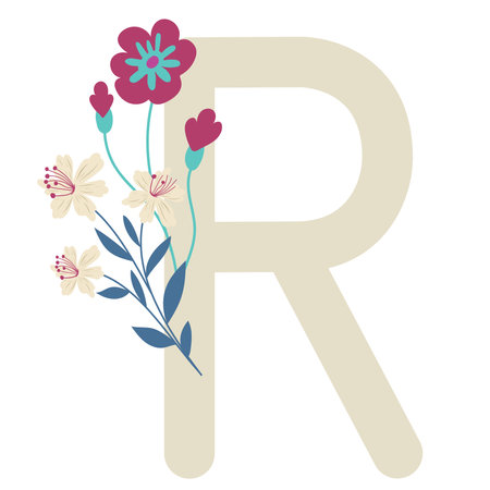 Vector Illustration of Floral Letter R.のイラスト素材