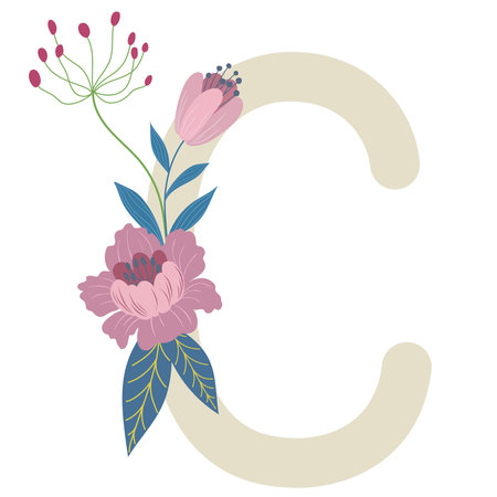 Vector Illustration of Floral Letter .のイラスト素材