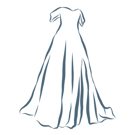 Line Art Illustration of Wedding Dress. Vector Graphic.のイラスト素材