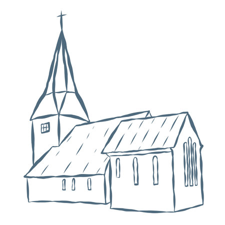 Line Art Illustration of Church. Vector Graphic.のイラスト素材