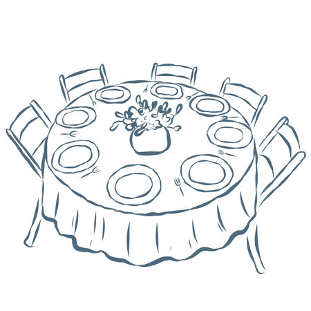 Line Art Illustration of Celebration Table. Vector Graphic.のイラスト素材