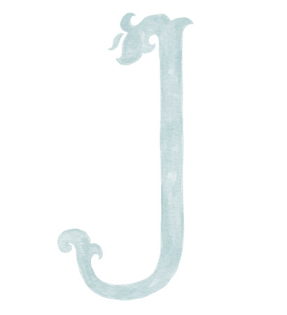 Watercolor Illustration of Vintage Letter and Monogramの写真素材