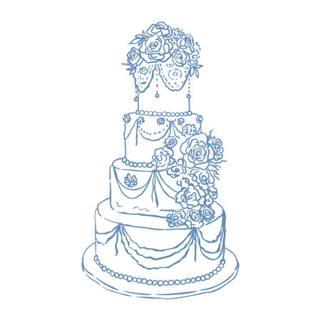 Vector Illustration of Wedding Cake on the White Background.のイラスト素材