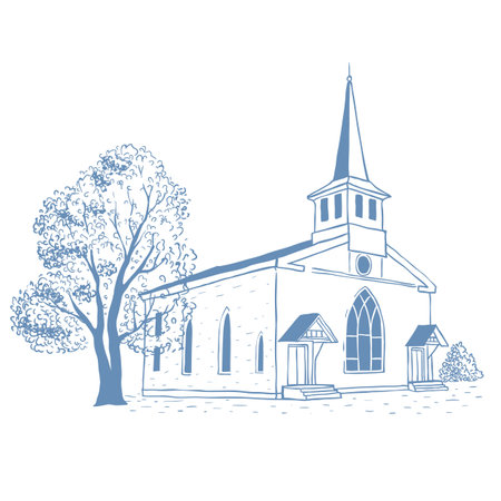 Vector Illustration of Church on the White Background.のイラスト素材