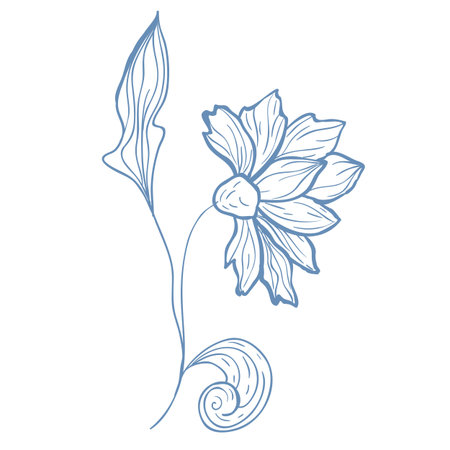 Vector Illustration of Blue decorative Flower on the White Background.のイラスト素材