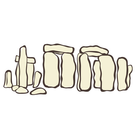 Illustration of Stonehenge. Vector Graphic on the white Backgroundのイラスト素材