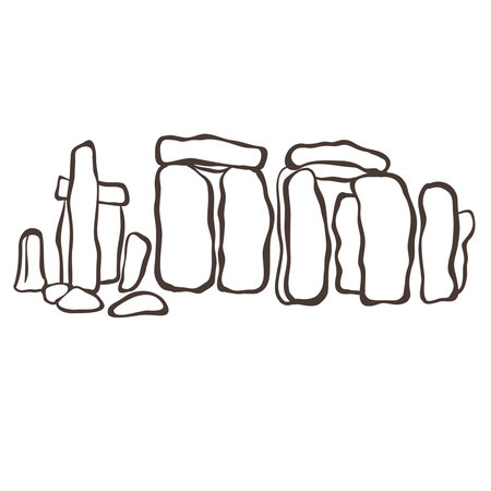Illustration of Stonehenge. Vector Graphic on the white Backgroundのイラスト素材