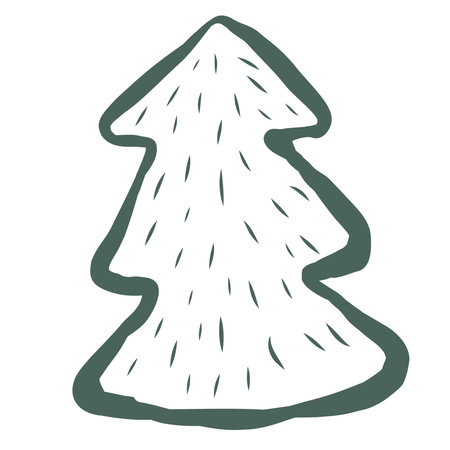 Christmas Tree Cookie. Line Art Illustration.のイラスト素材