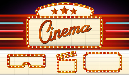 retro cinema billboard illustration のイラスト素材