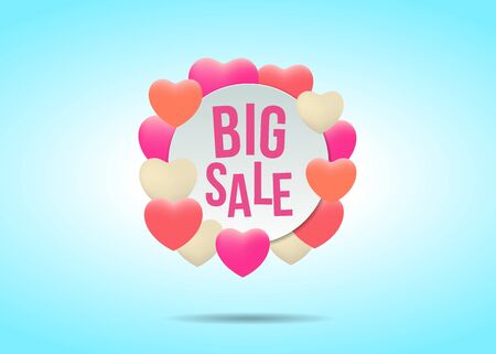 Sale promo label with hearth balloonsのイラスト素材